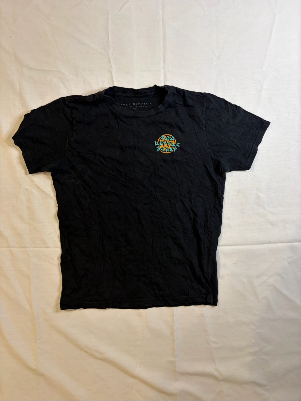 Black Short Sleeve Graphic Crewneck Tee